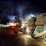 Grinding asphalt