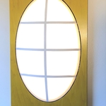 Front view of plywood accent lamp.