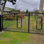 Double swing gate with design