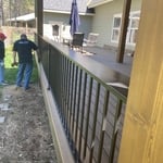 18' cocktail rail between wood posts