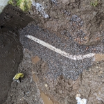 New PVC Sewer Pipe bedded in stone.