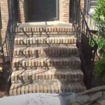 brown stone steps and porch