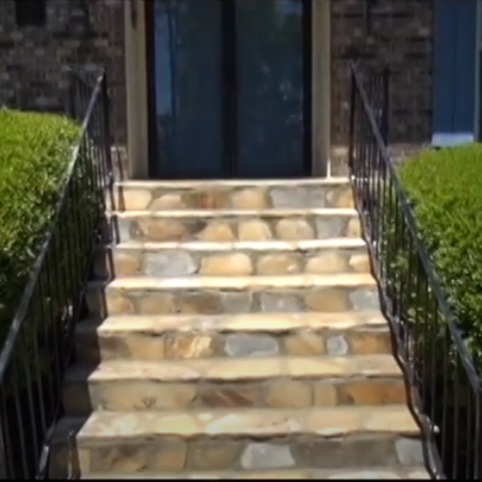 brown stone porch steps