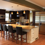 Traditional Kitchen - Beam Open Orange And White Glass Pendant