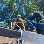 Lead Installer Jordan Prepping layout with Jeff