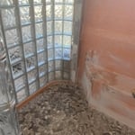 Glass block shower wall