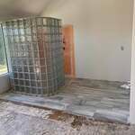 Glass block shower wall