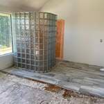 Glass block shower wall
