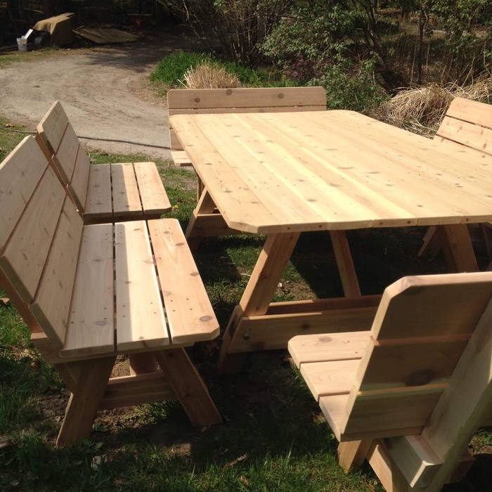 Cedar table and benches