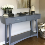 Weathered Gray Console, Sofa, & Entry table.