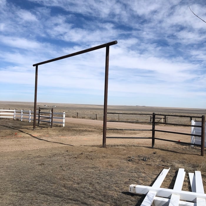 Driveway pipe fence and over overhead