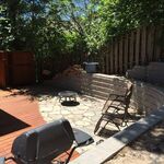 Retaining wall and fire pit patio