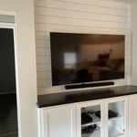 75 in on Shiplap with soundbar mount