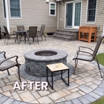 Patio with fireplace