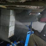 Our tech holding the fog head