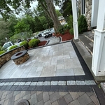 Patio, fire pit, seating wall