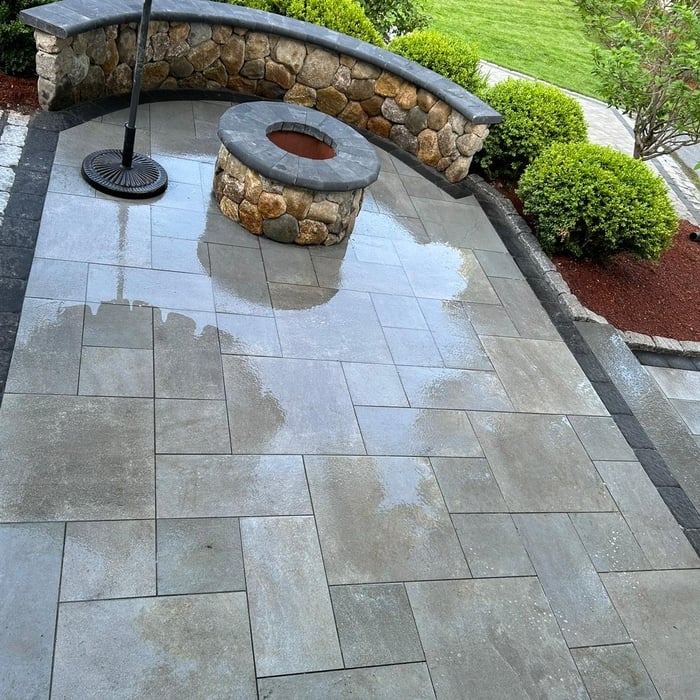 Patio, fire pit, seating wall