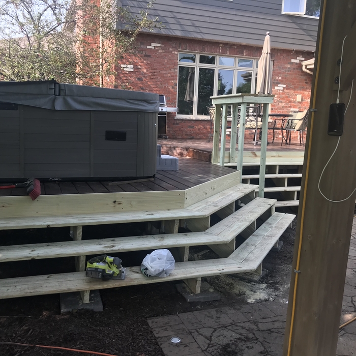wrap around hot tub stairs