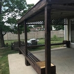 patio shade and bench seating