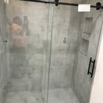 Barn door Shower Glass