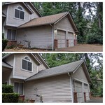 Before and after of the roof wash