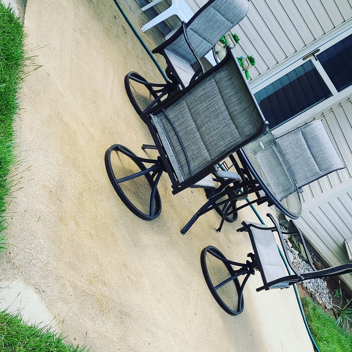 Small patio pressure washed.