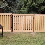 Good neighbor fence with a top cap and trim.