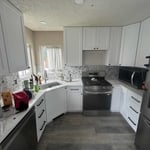 Cabinets , backsplash and flooring