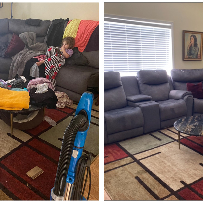living room basic cleaning
