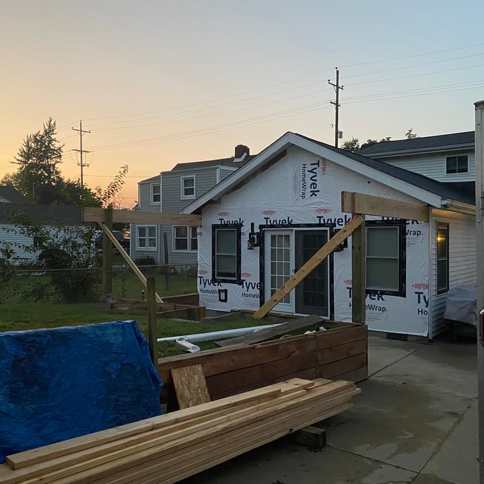 Headers, New OSB, House Wrap, Window Tape