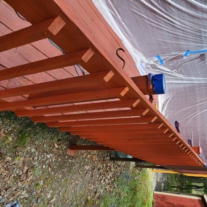 Deck power wash and stain