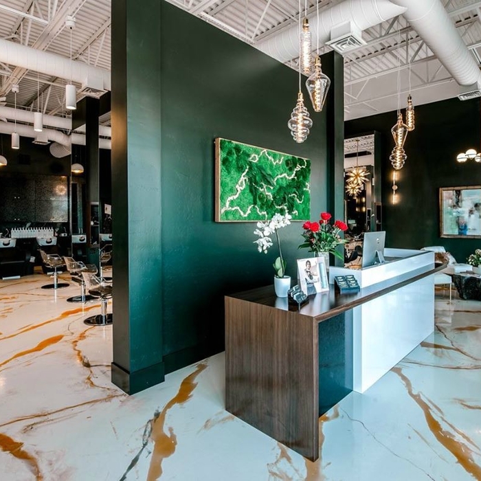 Metallic Marble Epoxy in a Beauty Salon