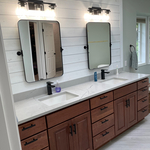 Shiplap, quartz tops, custom cabinets