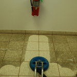 Ceramic tile cleaning in office kitchen
