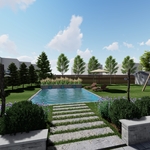 Inground pool with modern lawn edge