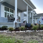 Side view of flowerbed