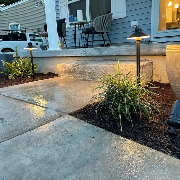 Path Lights and Spot by front steps