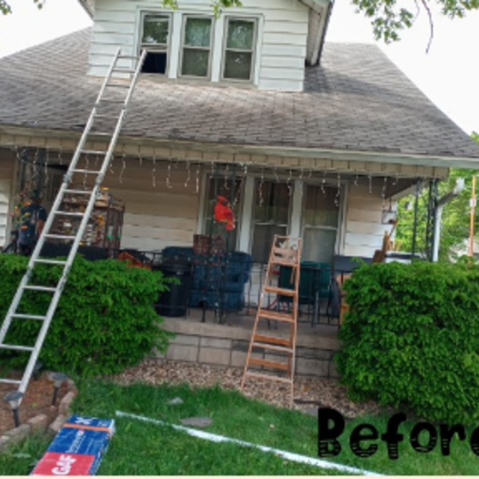 starting to remove old shingles on roof