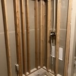 existing tub and shower unit removed drywall prep