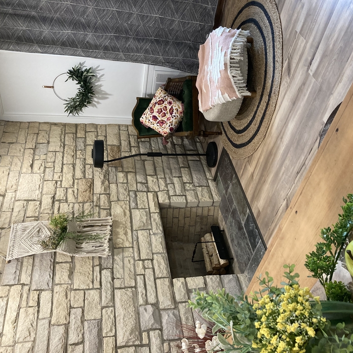 One side of fireplace