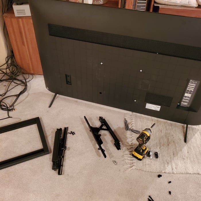 Back of tv before mounting Articulating Tv Mount