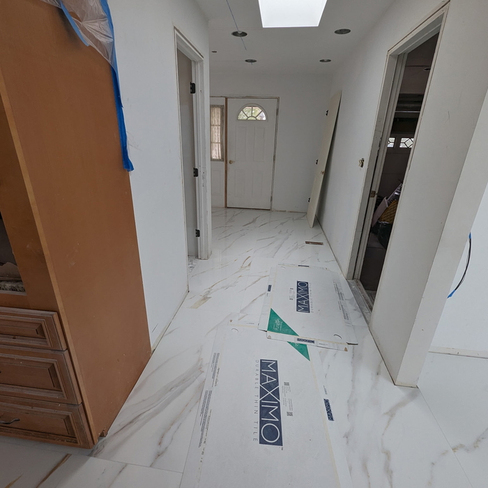 Large format tile floor