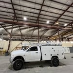 Work truck and front of building