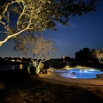 Backyard lighting around pool area