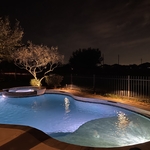 Backyard lighting around pool area