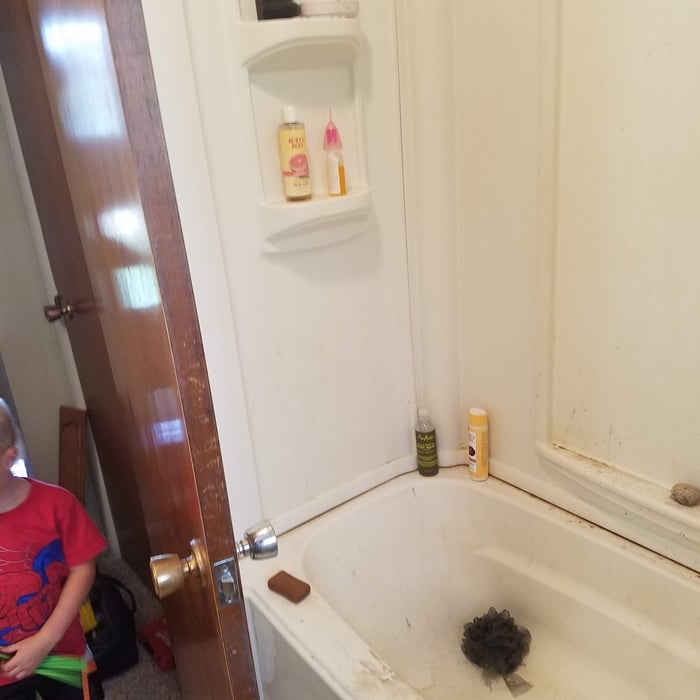 Old bathroom shower before remodel