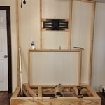 Fireplace mantle and insert, with a shiplap back w