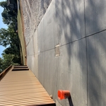 Shop apron with drains.