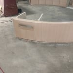 Radius Library Desk With Book Drop & Cabinets