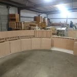 Radius Library Desk With Book Drop & Cabinets
